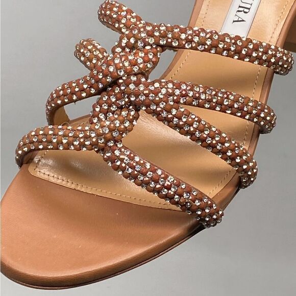Aquazzura Crystal Leather Sandals size 36.5 - Picture 8 of 14